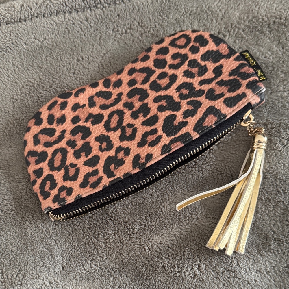 Betsey Johnson Leopard Print Sunglasses Case with Gold Tassel